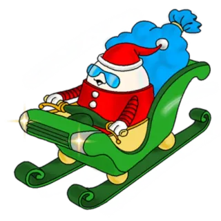 ⛷ ovo, natal, papai noel, trenó, feriado, desenho animado, personagem telegram sticker