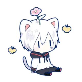 😄 cat, chibi, anime, cartoon, cute, kawaii, character, flower telegram sticker