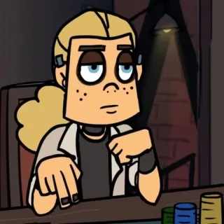 📖 cartoon, person, blond, poker, gaming telegram sticker