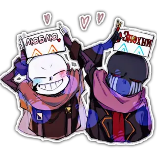 🌓 люблю squelette, dessin animé, fanart, coeurs, mignon telegram sticker