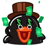 🤑 деньги, знаки доллара, мультфильм, богатый, богатство telegram sticker