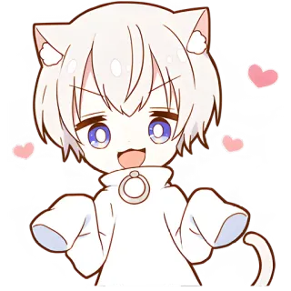 🥰 Katze, Anime, Kawaii, Süß, Sticker, Manga, Chibi, Herz whatsapp sticker