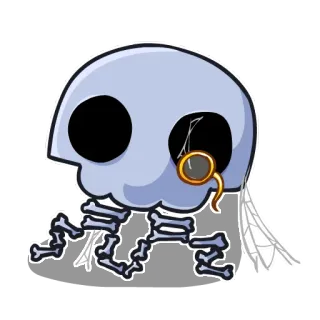 💀 череп, монокль, мультфильм, кости, паутина telegram sticker
