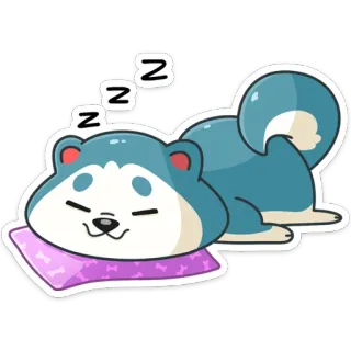 😴 ZZZ hond, slaap, dier, schattig, kussen, cartoon telegram sticker