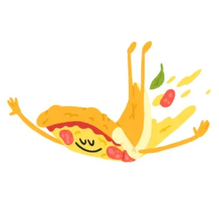😌 pizza, makanan, kartun, karakter, lucu, potongan whatsapp sticker