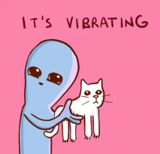 🙀 IT'S VIBRATING Alien, Kat, Vibrerend, Grappig, Schattig, Meme telegram sticker