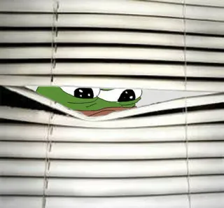 😬 Pepe the Frog pepe, rana, meme de internet, dibujos animados, ojos, persianas, mirando telegram sticker