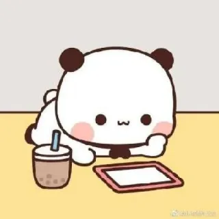🍯 แพนด้า, น่ารัก, การ์ตูน, ชานมไข่มุก, แท็บเล็ต, คาวาอิ telegram sticker