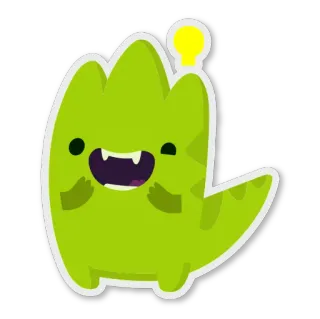 🤔 Cartoon, Süß, Monster, Grün, Glühbirne telegram sticker