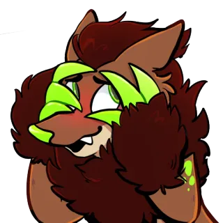 😳 Фурри, Антро, Животное, Мультфильм, Коричневый, Зеленый, Счастливый telegram sticker