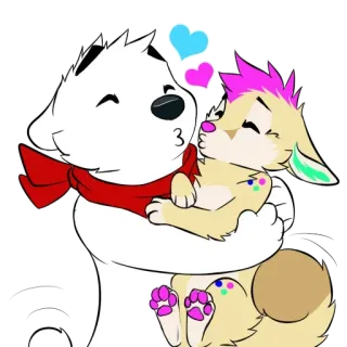 😫 Cartoon, Tiere, Hund, Hase, Liebe, Süß whatsapp sticker