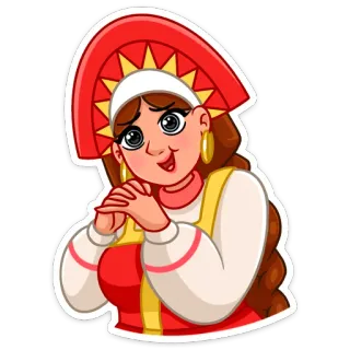 😃 donna, russo, tradizionale, vestito, cultura whatsapp sticker