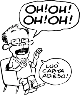 😂 OH! OH! 
OH! OH!
LUÒ CAPITA ADIÈSO! dibujos animados, italiano, cómic, bocadillo de diálogo, persona, ilustración telegram sticker