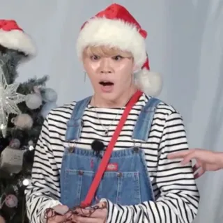 🍁 рождество, шапка санты, сюрприз, kpop, корейский, чимин whatsapp sticker