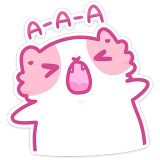 😮 A-A-A kot, słodki, naklejka, różowy, ziewanie, zwierzę, kreskówka whatsapp sticker