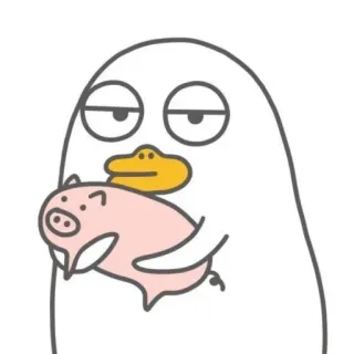 💨 anatra, maiale, cartone animato, carino, animale whatsapp sticker