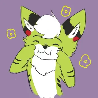 😇 Furry, Animale, Verde, Carino, Cartone animato, Stravagante telegram sticker