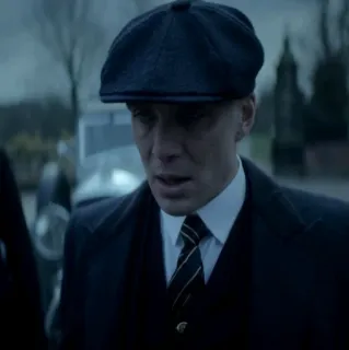 😐 Thomas Shelby Peaky Blinders man, hat, coat, character, vintage telegram sticker
