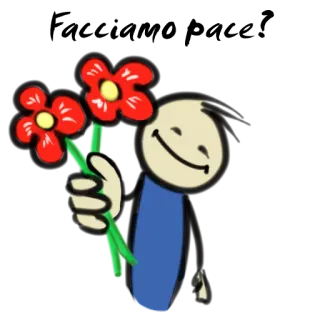 🌺 fleur, dessin animé, bonhomme allumette, joyeux, fleurs, content telegram sticker