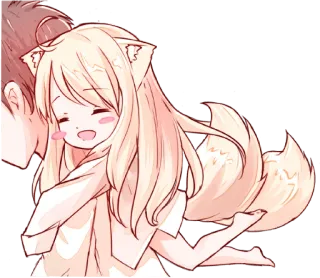 😍 อนิเมะ, สาวจิ้งจอก, เคโมะมิมิ, คาวาอี้, น่ารัก, หาง, หู telegram sticker