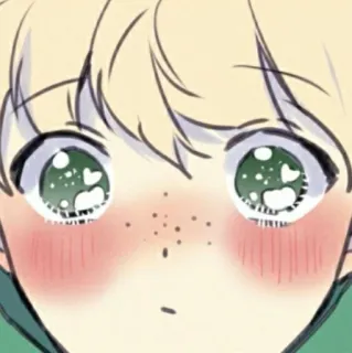✨ Anime, Mono, Ilustración, Ojos, Pecas, Rubor whatsapp sticker