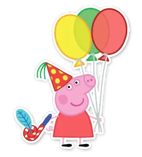 🎈 Peppa Pig varken, cartoon, feest, ballonnen, viering telegram sticker