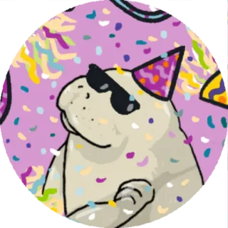 🥳 собака, вечеринка, праздник, очки, шляпа whatsapp sticker