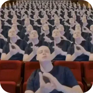 👏 sign language, deaf, interpreter, auditorium, theater, audience, copycat, many people telegram sticker