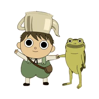 😄 Wirt Over the Garden Wall Más allá del jardín, dibujos animados, rana, Wirt, Greg, animación telegram sticker