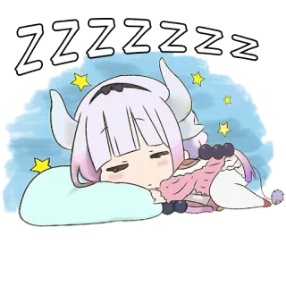 🛌 Kanna Kamui Miss Kobayashi's Dragon Maid ZZZZZZZZ anime, dragon, sleeping, cute, stars, kanna telegram sticker