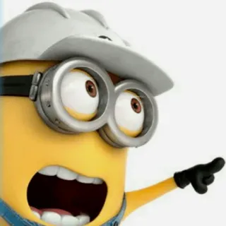 😠 Minion Minion, Cartoon, lustig, Figur, gelb, Brille, zeigend telegram sticker