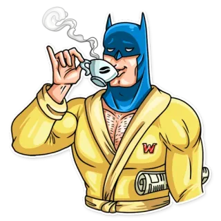 ☕️ Batman superhero, cartoon, coffee, robe, morning, funny telegram sticker