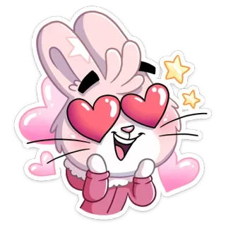 ❤️ Hoạt hình, Thỏ, Tình yêu, Trái tim, Dễ thương, Kawaii, Nhãn dán telegram sticker