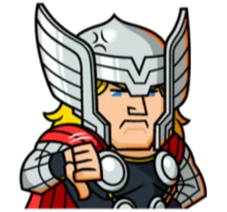 👎 Thor Thor, Marvel, Super-héros, Pouce vers le bas, En colère, Dessin animé whatsapp sticker