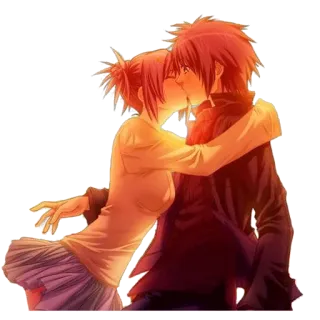 💋 küssen, anime, paar, romantik, liebe, cartoon, zuneigung whatsapp sticker