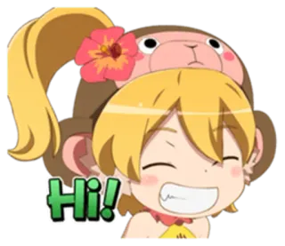 😬 Hi! anime, cartoon, character, greeting, hello, hi telegram sticker