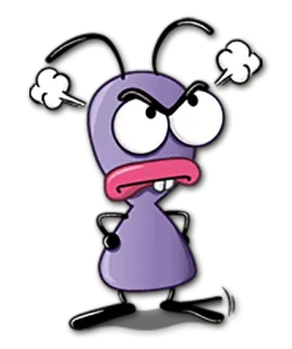 😤 enojado, dibujos animados, bicho, personaje, morado, loco telegram sticker