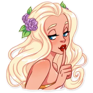 🤫 mujer, rubia, flores, shhh, silencio, secreto whatsapp sticker