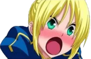 😳 Saber Fate/stay night อนิเมะ, เขินอาย, ผู้หญิง, ตกใจ, ผมบลอนด์, น่ารัก telegram sticker