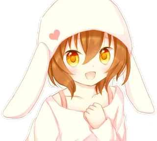 😃 anime, cartoon, cute, bunny, heart, girl telegram sticker