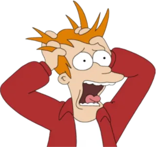 😱 Philip J. Fry Futurama Cartoon, animiert, TV Serie, gestresst, schockiert, besorgt, verrückt, Futurama telegram sticker
