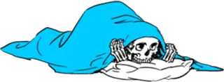 🛏 szkielet, śmierć, sen, koc, straszny, humor, kreskówka telegram sticker
