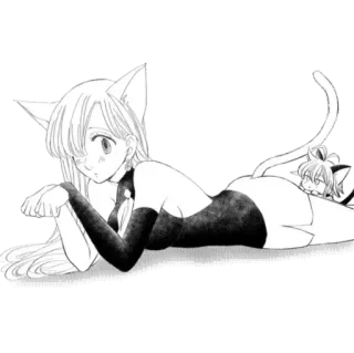 💕 Katzenohren, Katze, Anime, Manga, Frau, liegend telegram sticker