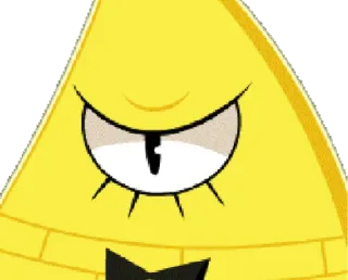 💀 Bill Cipher Gravity Falls Dessin animé, Triangle, Oeil, Jaune, Nœud papillon, Bill Cipher, Gravity Falls telegram sticker