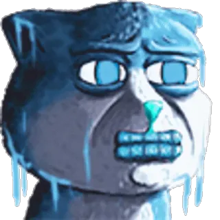 😐 Katze, gefroren, Eis, traurig, Cartoon, Tier telegram sticker