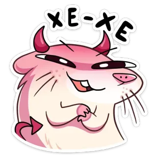 😈 XE-XE Hamster, Teufel, Hörner, Cartoon, Tier, Aufkleber telegram sticker