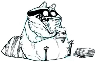 🥪 raccoon, animal, cartoon, sandwich, funny, eating telegram sticker