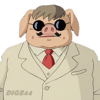 🙂 DIGE44 cerdo, gafas, dibujos animados, hombre, traje, bigote telegram sticker
