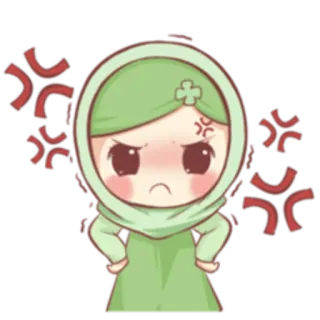 😡 wütend, frustriert, verärgert, genervt, Cartoon, Hijab, Muslim whatsapp sticker