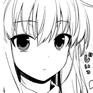 🫠 じっ Anime, Manga, Japans, Meisje, Schattig, Personage, Zwart-wit, Portret telegram sticker